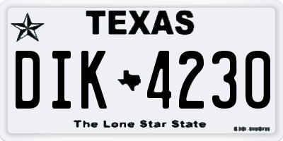 TX license plate DIK4230