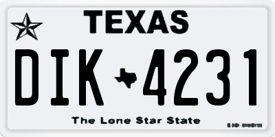 TX license plate DIK4231