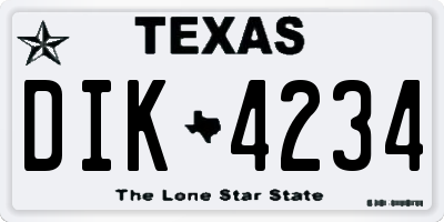 TX license plate DIK4234
