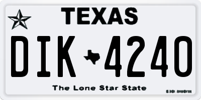 TX license plate DIK4240