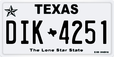 TX license plate DIK4251