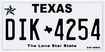 TX license plate DIK4254