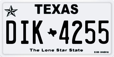 TX license plate DIK4255