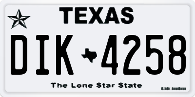 TX license plate DIK4258
