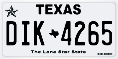 TX license plate DIK4265