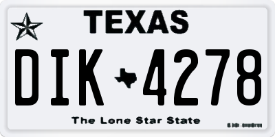 TX license plate DIK4278