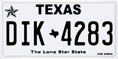 TX license plate DIK4283