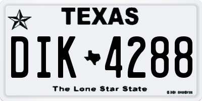 TX license plate DIK4288
