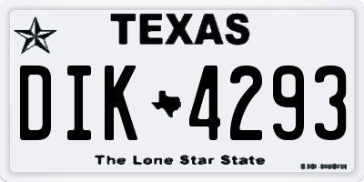 TX license plate DIK4293