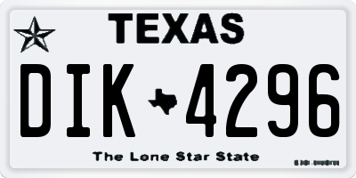 TX license plate DIK4296