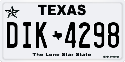 TX license plate DIK4298