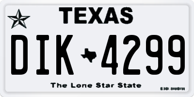 TX license plate DIK4299