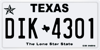 TX license plate DIK4301