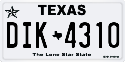 TX license plate DIK4310