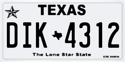 TX license plate DIK4312