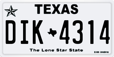 TX license plate DIK4314