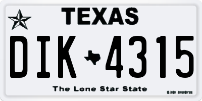 TX license plate DIK4315