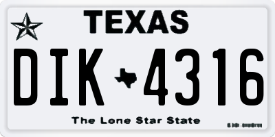 TX license plate DIK4316
