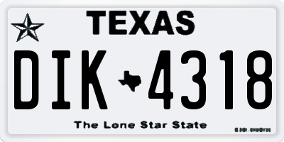 TX license plate DIK4318