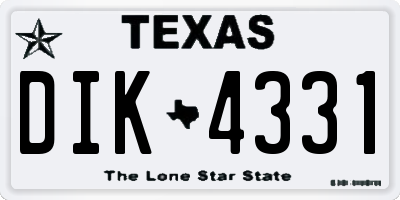 TX license plate DIK4331