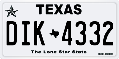 TX license plate DIK4332