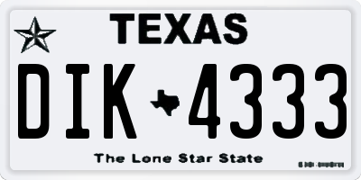 TX license plate DIK4333