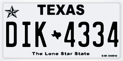 TX license plate DIK4334