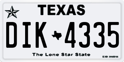 TX license plate DIK4335