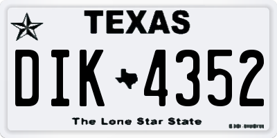 TX license plate DIK4352