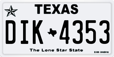 TX license plate DIK4353