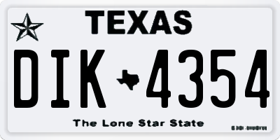 TX license plate DIK4354