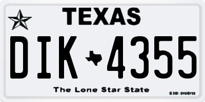 TX license plate DIK4355