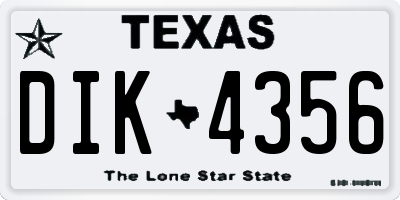 TX license plate DIK4356