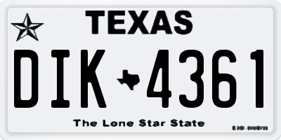 TX license plate DIK4361