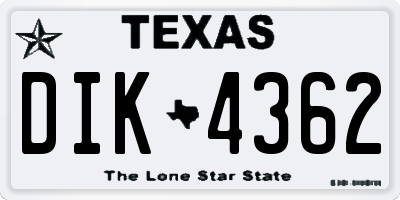 TX license plate DIK4362
