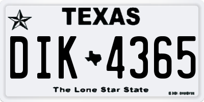 TX license plate DIK4365
