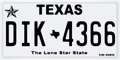 TX license plate DIK4366