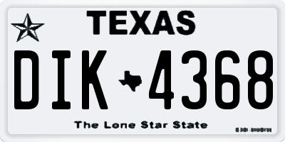 TX license plate DIK4368