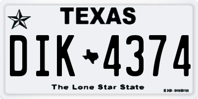 TX license plate DIK4374