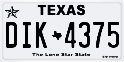 TX license plate DIK4375