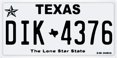 TX license plate DIK4376