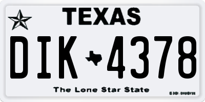 TX license plate DIK4378