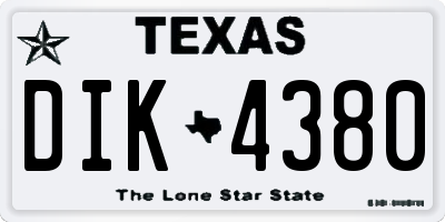 TX license plate DIK4380