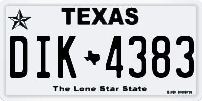 TX license plate DIK4383