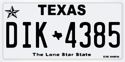 TX license plate DIK4385