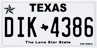 TX license plate DIK4386