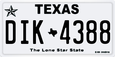 TX license plate DIK4388