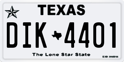 TX license plate DIK4401