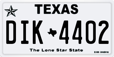 TX license plate DIK4402