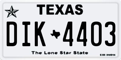 TX license plate DIK4403